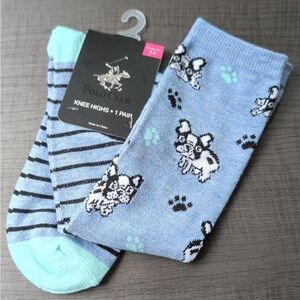 New Beverly Hills Polo Club Knee High Socks Bijou French Bulldog Boston Terrier